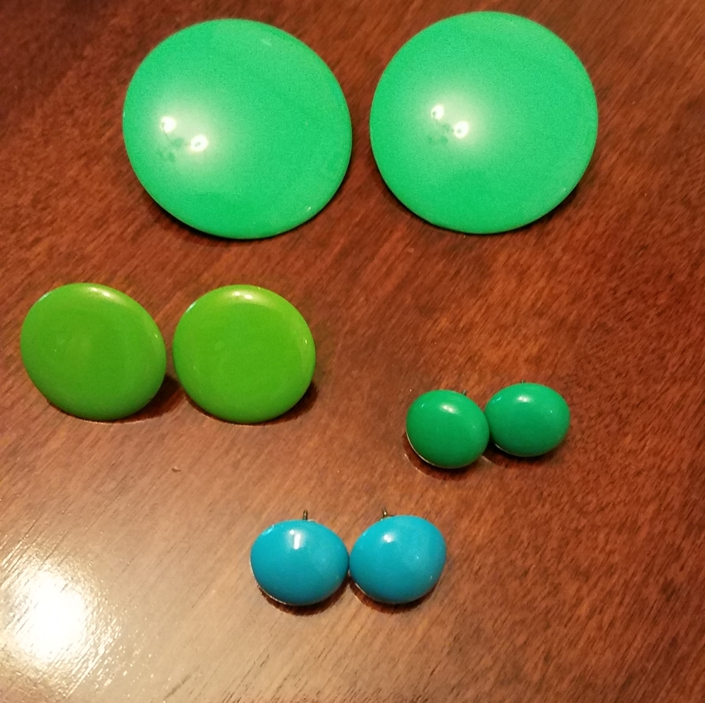 80s button earrings set